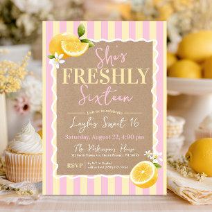FRESHLY Sixteen Lemons Pink & Yellow 16th Birthday Invitation