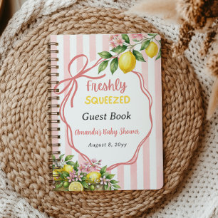 Freshly Squeezed Lemon Bow Lemon Baby Shower Guest Notebook