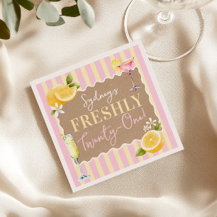 FRESHLY Twenty-One Lemons Pink 21st Birthday Party Napkin