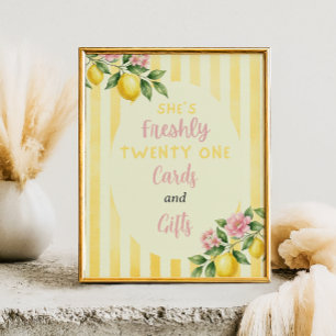 Freshly Yellow Stripes Lemon 21st Birthday Favour Poster