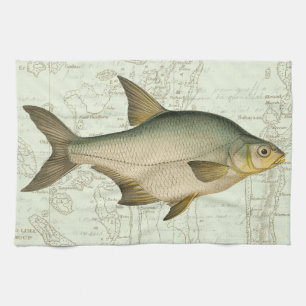 Freshwater Fish on Map Kitchen Towel