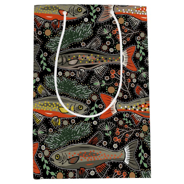 Freshwater Fish, Stylish Design, Trout, Fishing Medium Gift Bag (Front)