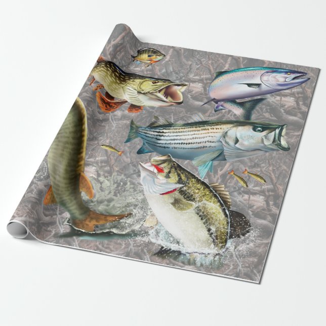 Freshwater Sport fish wrapping paper (Unrolled)