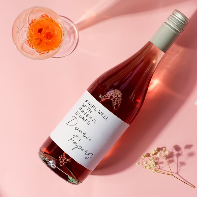 Freshyl Signed Divorce Papers Funny Divorced party Wine Label (Creator Uploaded)