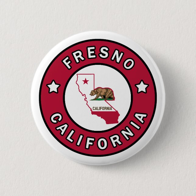 Fresno California 2 Inch Round Button (Front)
