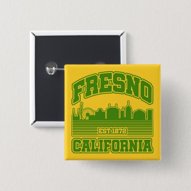 Fresno,California 2 Inch Square Button (Front & Back)