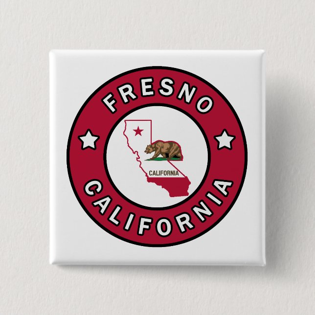 Fresno California 2 Inch Square Button (Front)