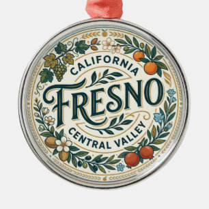 Fresno California Central Valley USA Metal Ornament