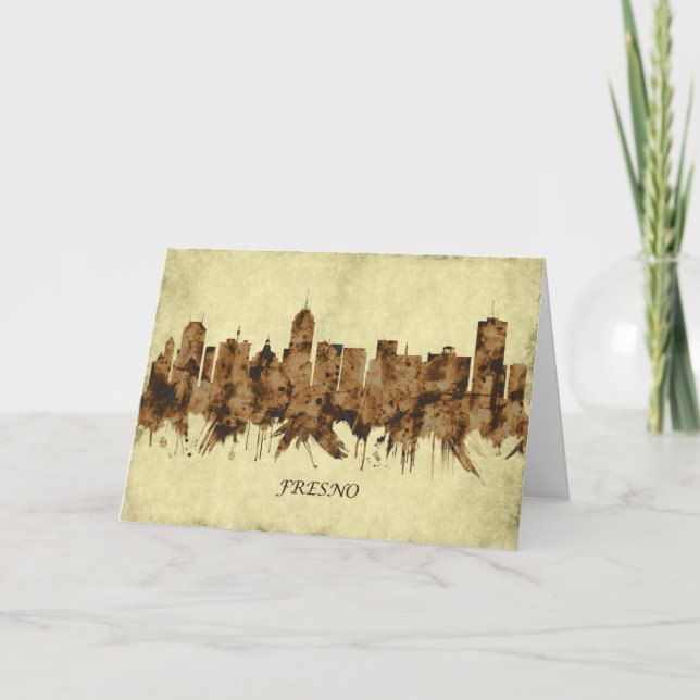 Fresno California Cityscape Holiday Card (Front)