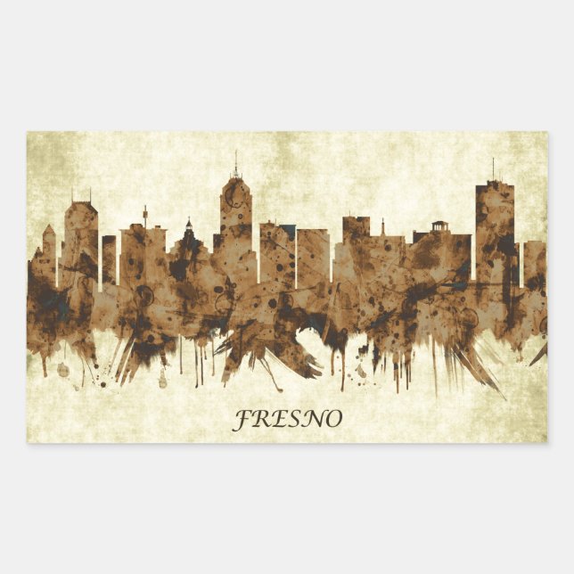 Fresno California Cityscape Sticker (Front)
