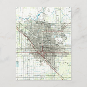 Fresno California Vintage Map Postcard