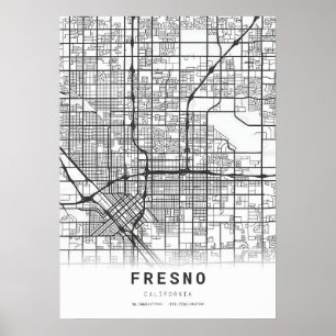 Fresno City Map Poster