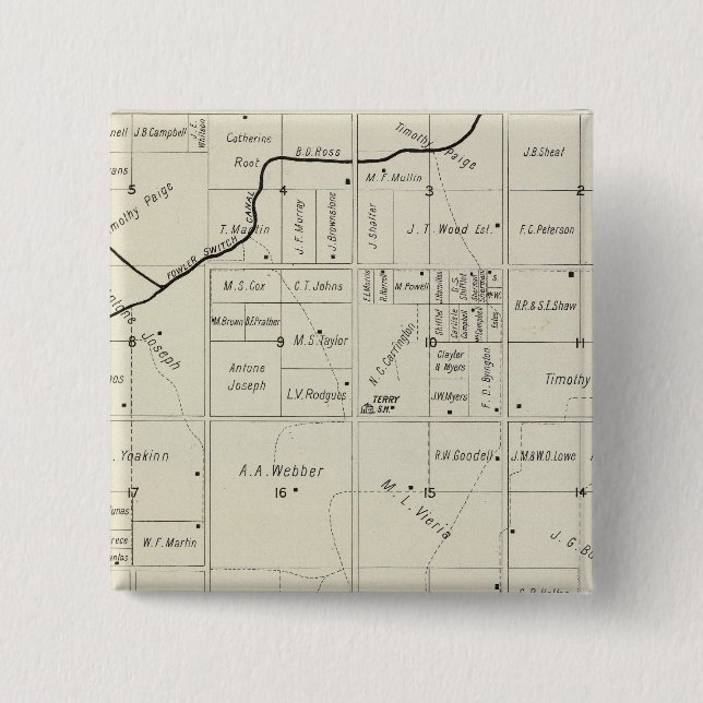 Fresno County, California 12 2 Inch Square Button (Front)