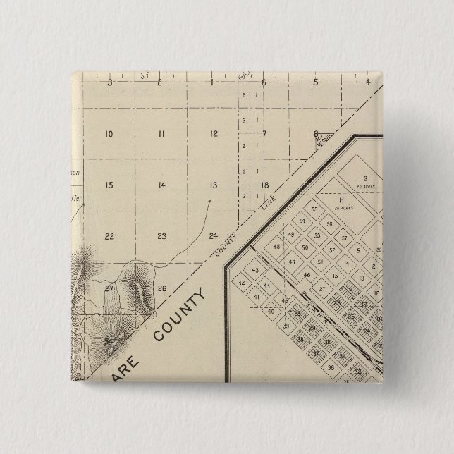 Fresno County, California 15 2 Inch Square Button (Front)