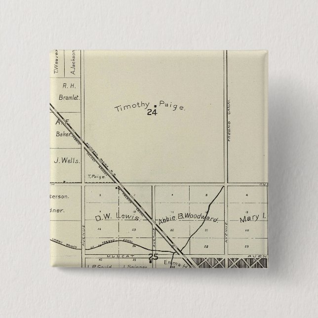 Fresno County, California 16 2 Inch Square Button (Front)
