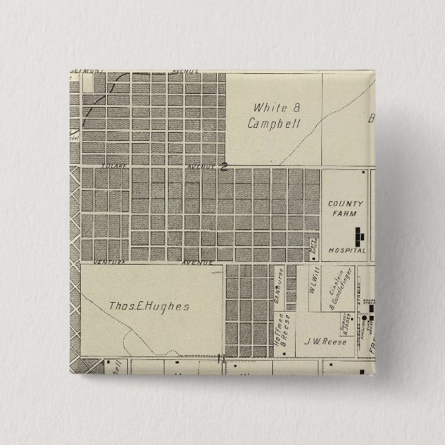 Fresno County, California 18 2 Inch Square Button (Front)