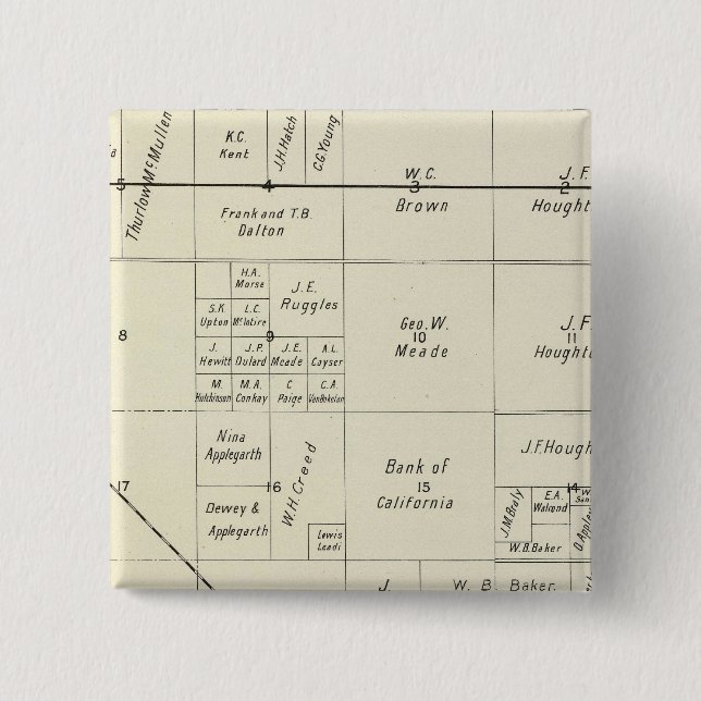 Fresno County, California 2 Inch Square Button (Front)