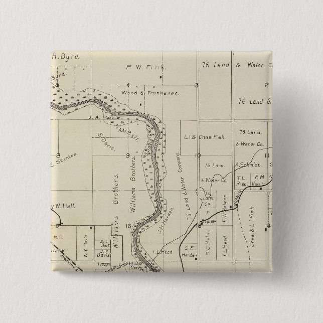 Fresno County, California 2 Inch Square Button (Front)