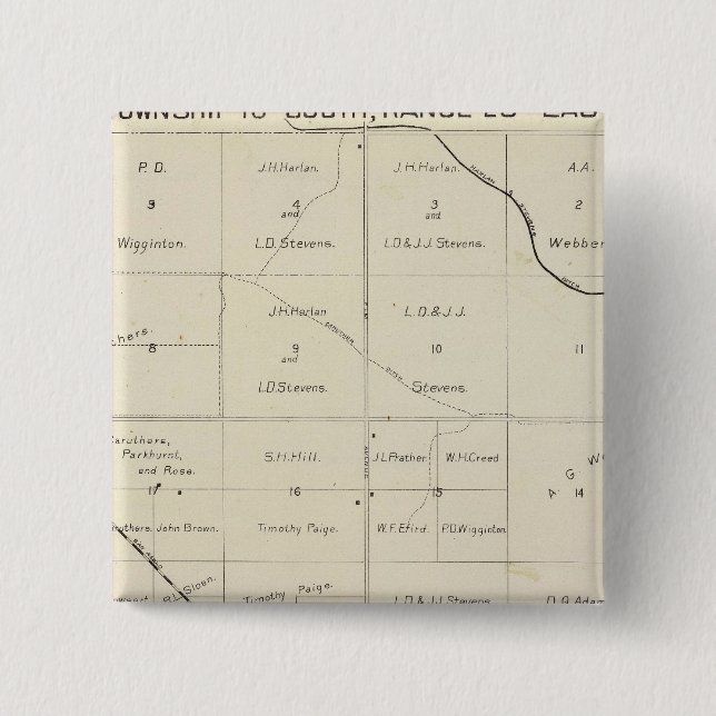 Fresno County, California 33 2 Inch Square Button (Front)