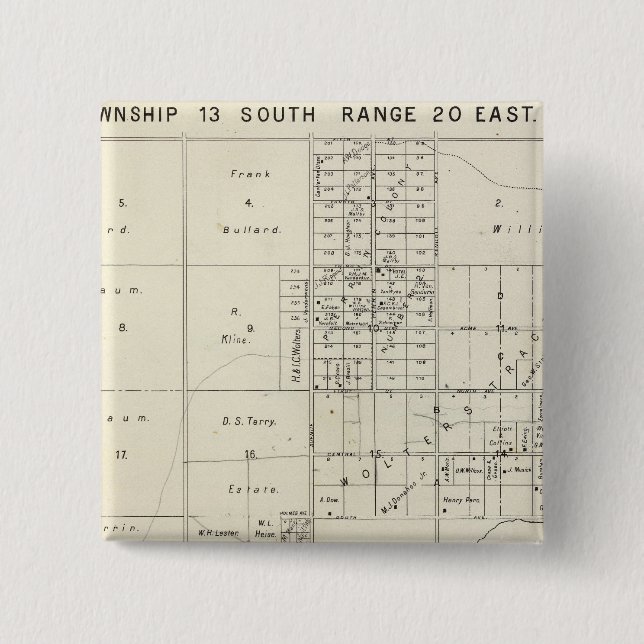 Fresno County, California 34 2 Inch Square Button (Front)