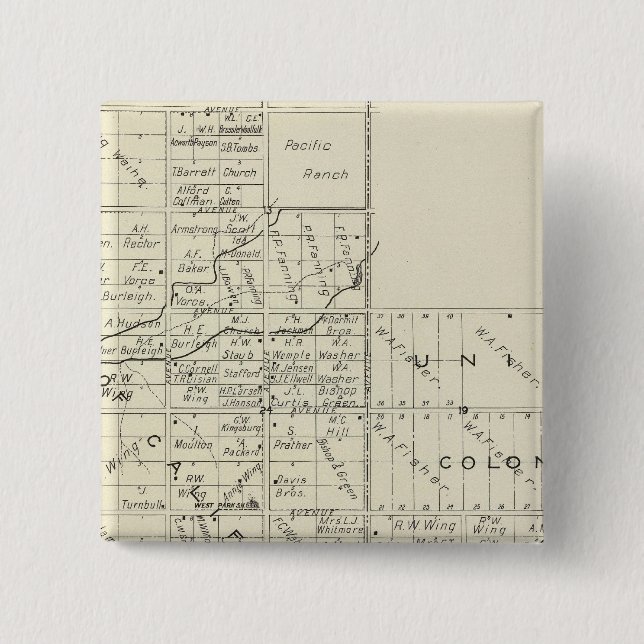 Fresno County, California 35 2 Inch Square Button (Front)