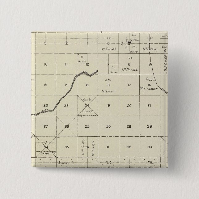 Fresno County, California 5 2 Inch Square Button (Front)