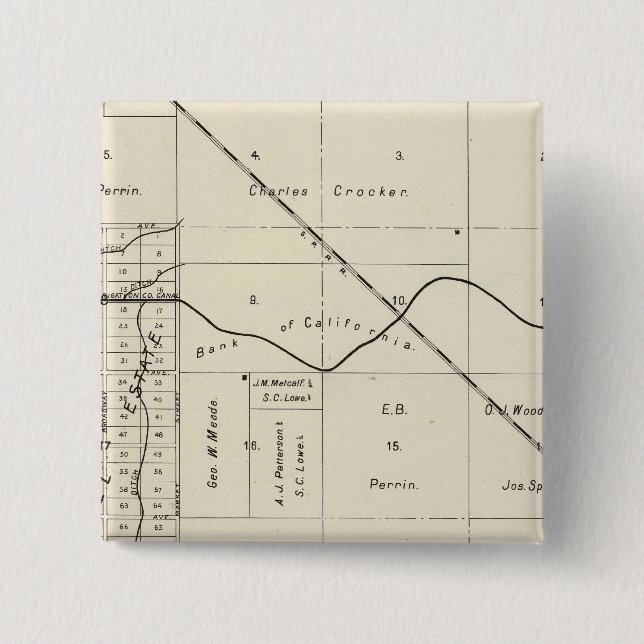 Fresno County, California 7 2 Inch Square Button (Front)