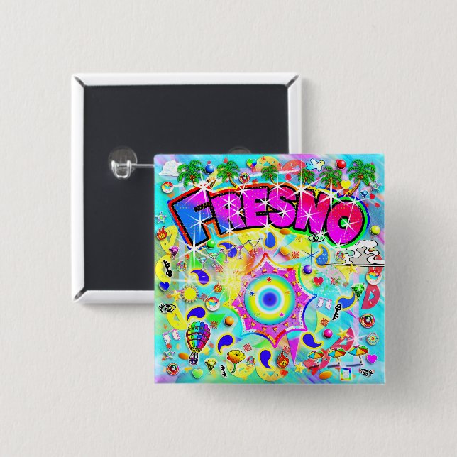 Fresno Mystic Dance 2 Inch Square Button (Front & Back)