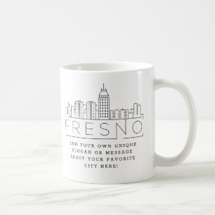 Fresno Stylized Skyline Custom Slogan Coffee Mug