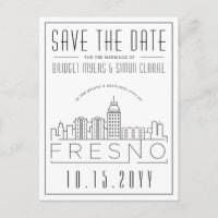 Fresno Wedding | Stylized Skyline Save the Date