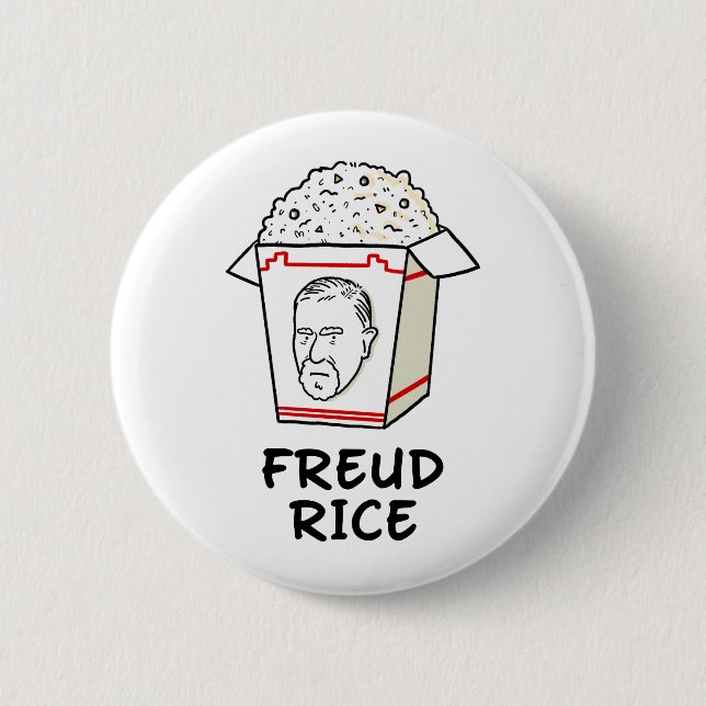 Freud Rice Food Psychology Pun 2 Inch Round Button (Front)