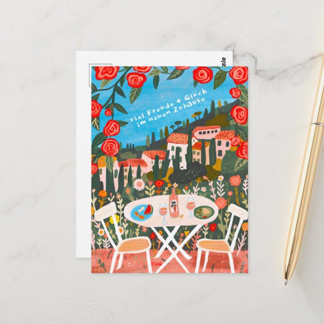 Freude Glück Neuen Haus schöne Landschaft Postcard (Front/Back In Situ)