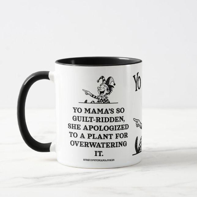 freudian yo mama jokes - Guilt-ridden Mug (Left)