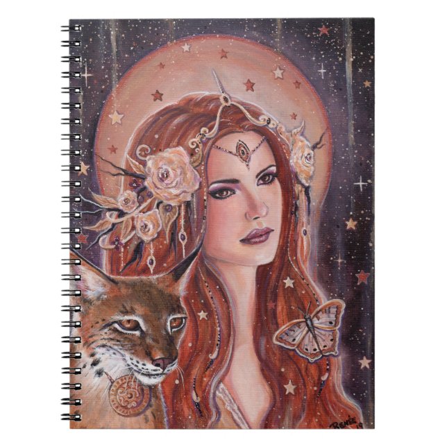 Freya goddess with Lynx by Renee Lavoie Notebook (Front)