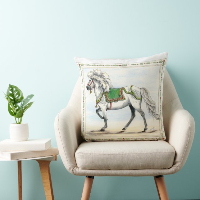Freya Jol Christmas Icelandic Horse Throw Pillow (Chair)
