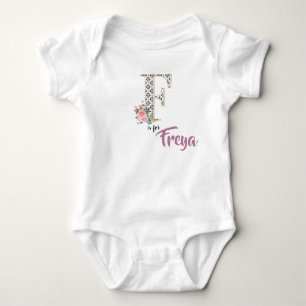 Freya Name Reveal Outfit Letter F Floral Romper