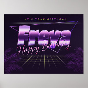 Freya Name Vorname lila retro Poster Geburtstag