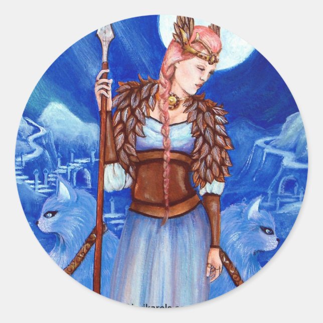 Freya Norse Goddess Classic Round Sticker (Front)