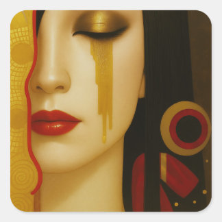 Freya's golden tears with dark hair square sticker