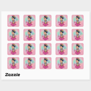 Frida cartoon with Monkey Square Sticker