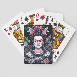 Frida Kahlo and Flowers Playing Cards