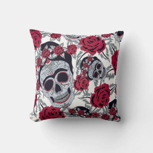 Frida Kahlo and roses Throw Pillow