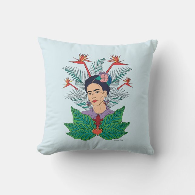 Frida Kahlo | Birds of Paradise Floral Graphic Throw Pillow (Front)