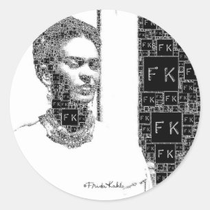 Frida Kahlo Black and White Portrait Classic Round Sticker