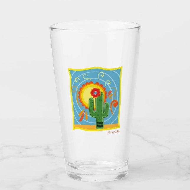 Frida Kahlo Cactus Graphic Glass (Front)