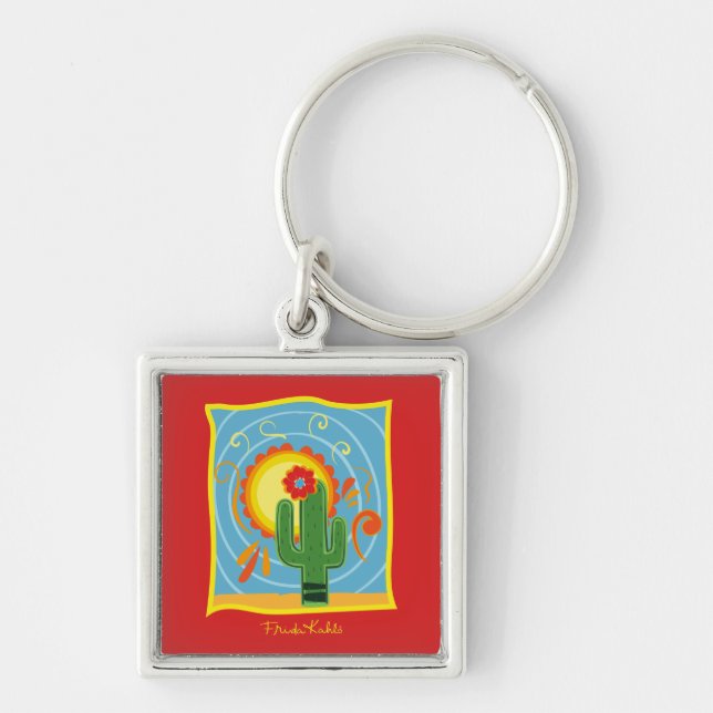 Frida Kahlo Cactus Graphic Keychain (Front)
