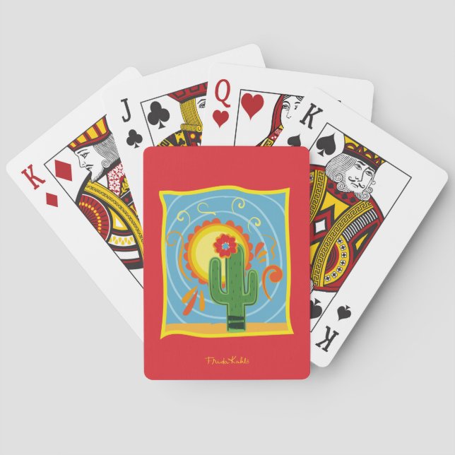 Frida Kahlo Cactus Graphic Playing Cards (Back)