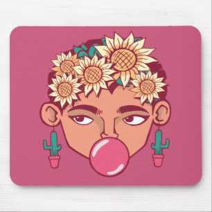 Frida Kahlo Cartoon Mouse Pad