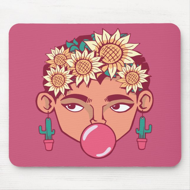 Frida Kahlo Cartoon Mouse Pad (Front)