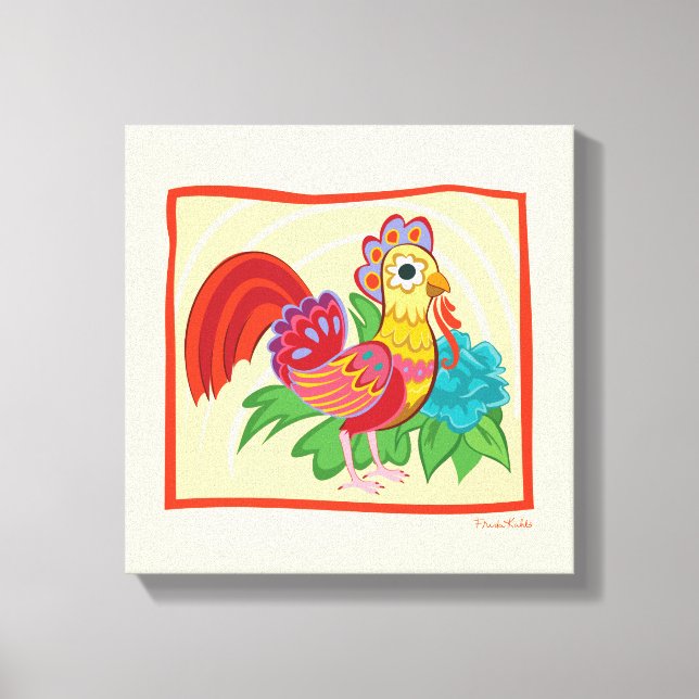 Frida Kahlo Chicken Graphic Canvas Print (Front)